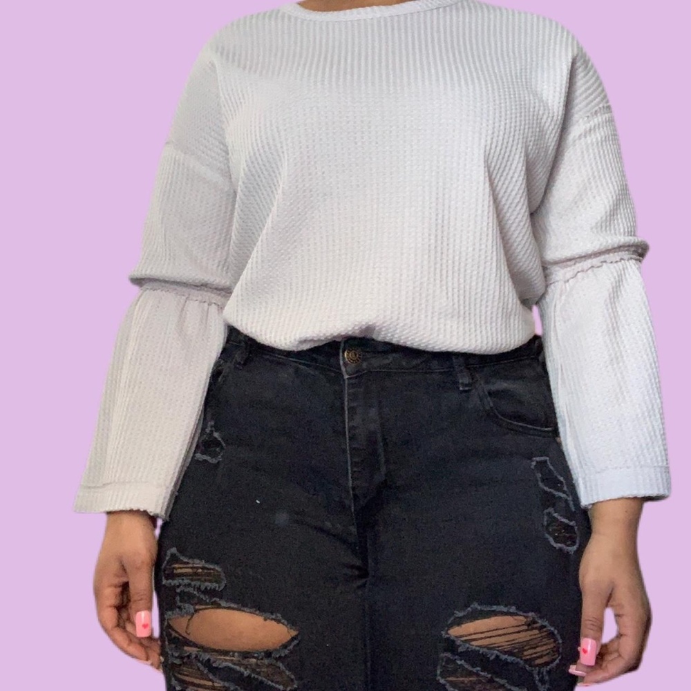 Waffle Knit Peasant Top